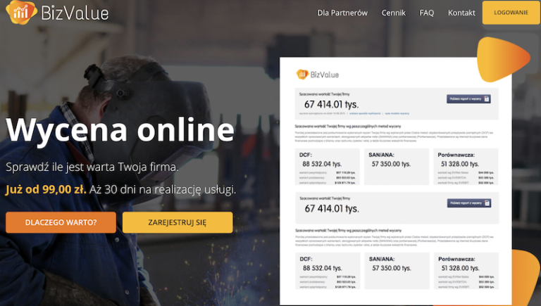 bizvalue wycena firmy kalkulator